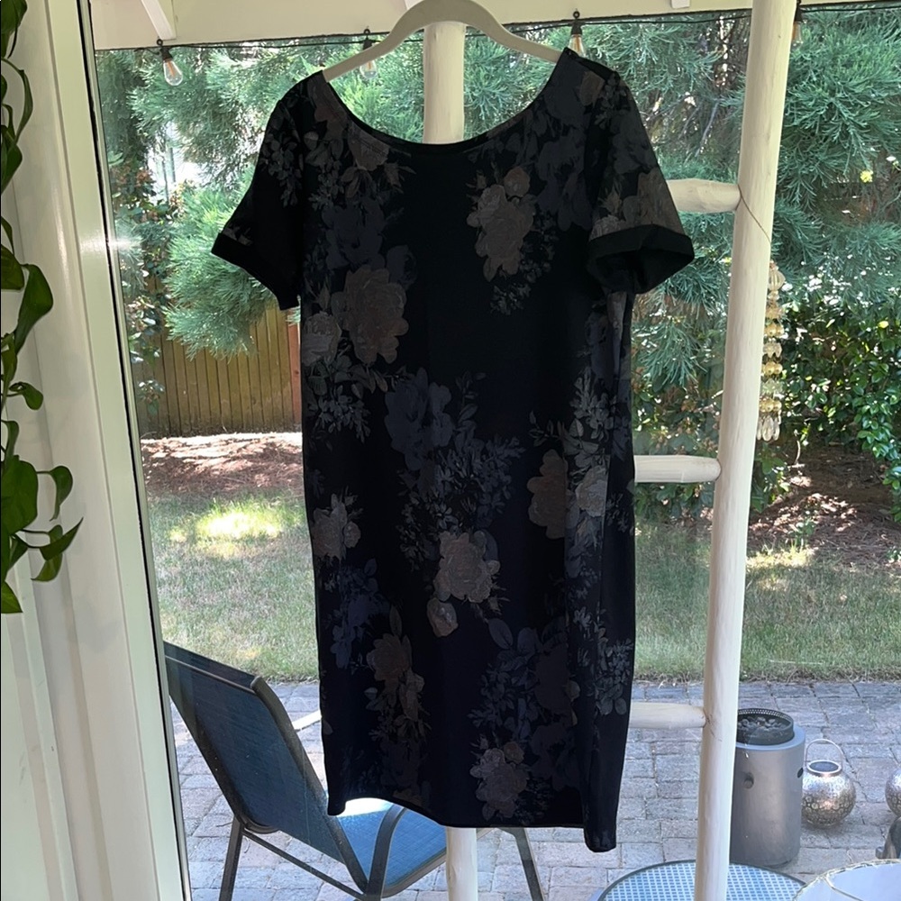 Maurices Black Sheath Midi Dress Scoop Neck Short Sleeve